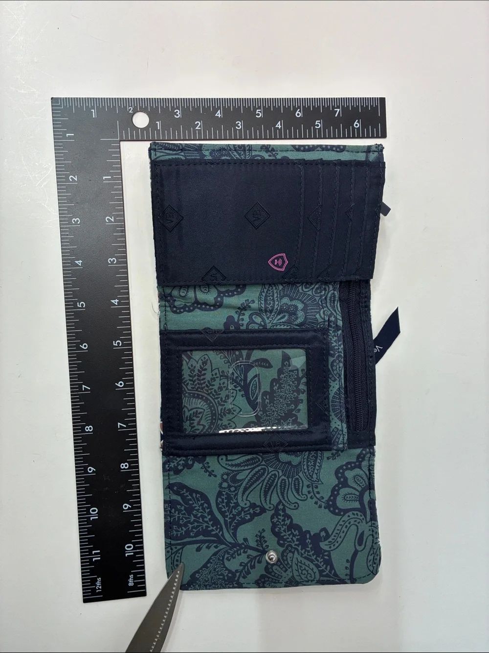 Vera Bradley Quilted Paisley Wallet in Navy, Green and Tan - Picture 5 of 8
